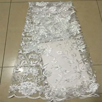 

2018 Embroidered Nigerian Beaded and Sequin Laces Fabric High Quality French Tulle Lace Fabric For Women HJ509-2
