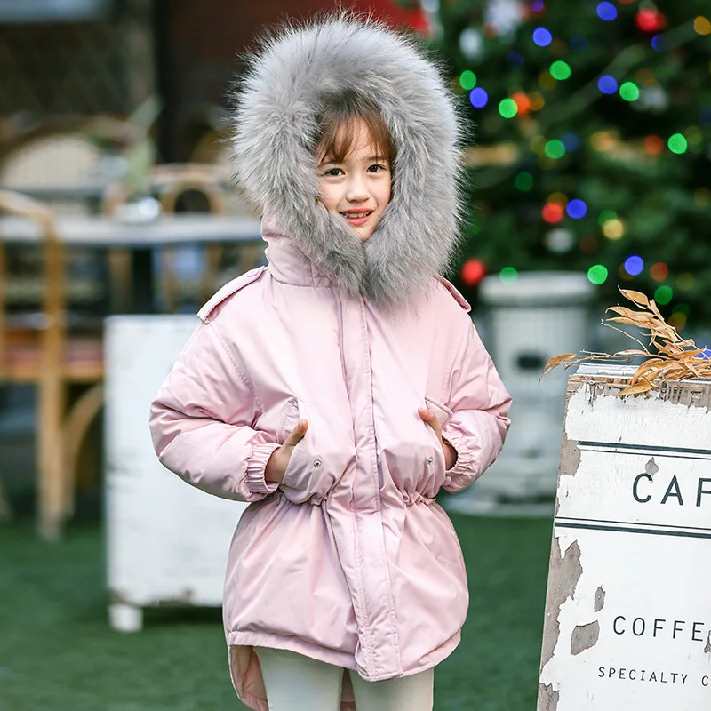 

Girls winter down jacket coat fur collar Parkas Korean long outerwear 2017 new fashion size 4 5 6 7 8 9 10 11 12 13 14 years kid