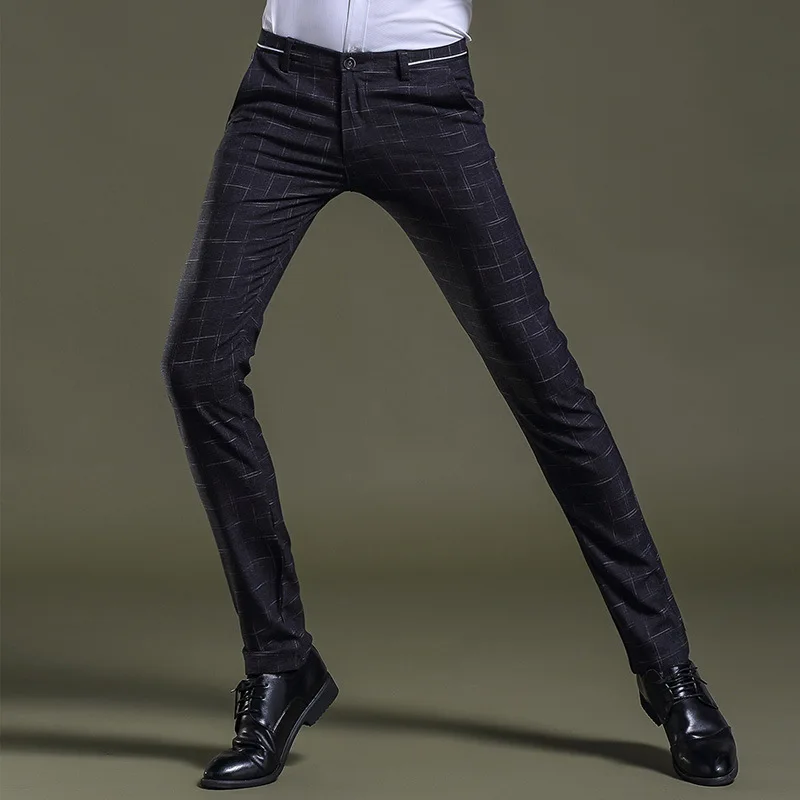 

mens casual pants 2019 Formal male long pants lightweight business trousers man Dress Pants Slim Fit Suit plaid pants men