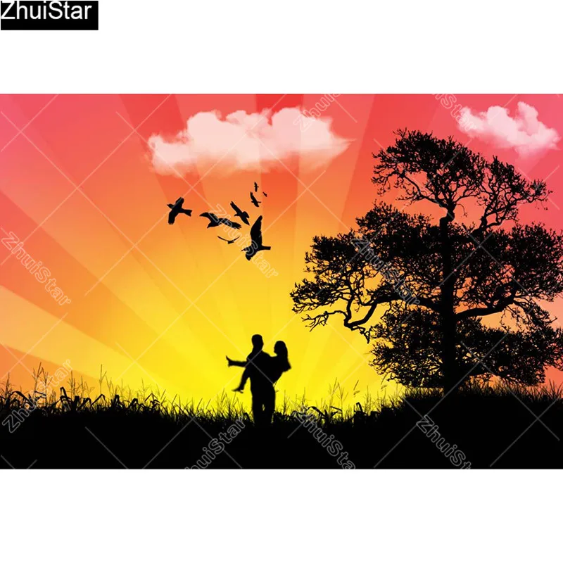 Full Square/5D DIY Diamond Painting &quotTwo people at dusk&quot Embroidery Cross Stitch Mosaic Home Decor Gift CJ7 | Дом и сад