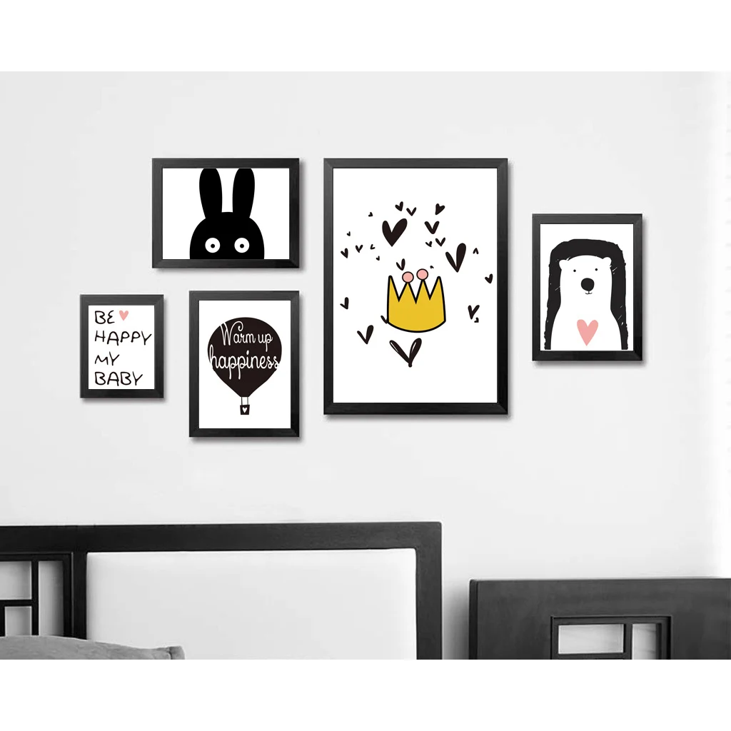 Cute Cartoon Animal Minimalist Art Canvas Poster Print Modern Cute Cartoon Animal Minimalist Art Canvas Poster Print Modern Nursery Picture For Room Decor Rabbit Bear Motivational Quote Fa53 In Painting Calligraphy