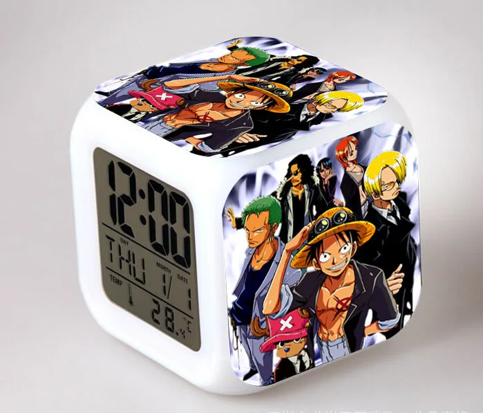 Аниме One Piece Luffy Ace Nami Nico Robin фигурка Санджи Чоппер Led цифровой будильник светящийся