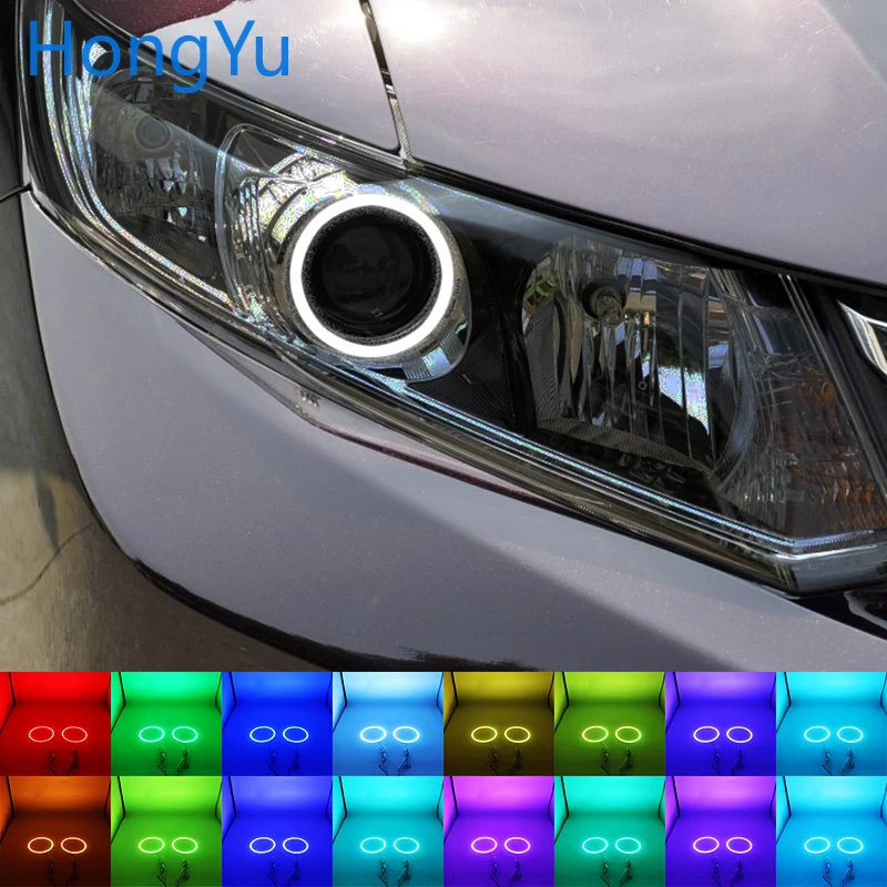 Многоцветный RGB LED Angel Eyes Halo Ring Eye DRL RF пульт дистанционного управления для Honda Civic