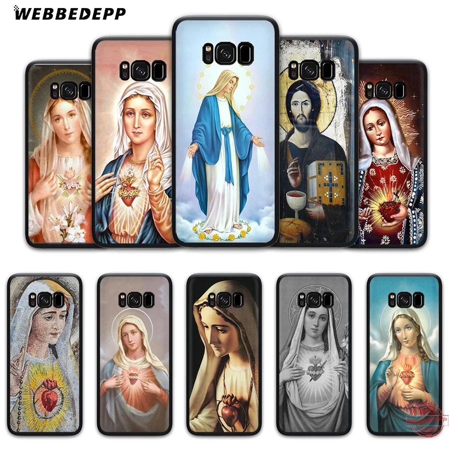 

WEBBEDEPP Virgin Maria Soft Silicone Case for Samsung A3 A5 A6 A7 A8 A9 S6 S7 Edge S8 S9 S10e J6 Note 8 9 10 Plus Cases 2018