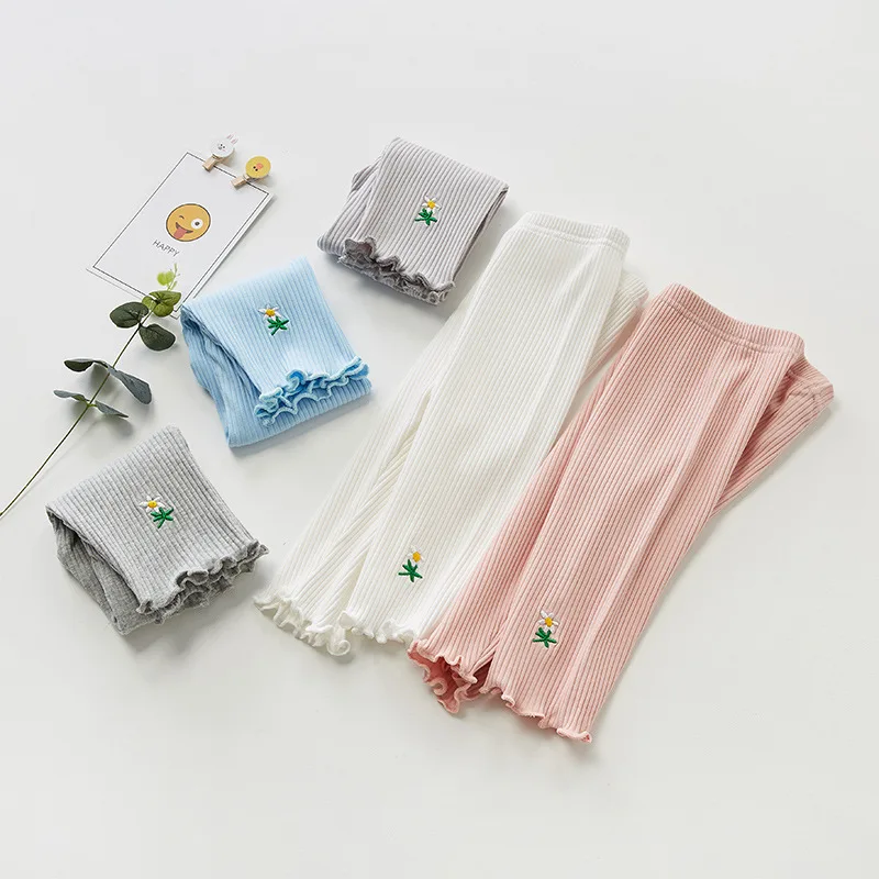 

Girls Summer Bottom Pants 2019 Kids Embroidery Thread Ruffle Legging Cute Baby Girls Summer Bottom Pants Dwq262