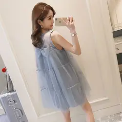 2018 Корейская версия летние новые платья для беременных мода кружева шить марлевые беременные женщины платье Беременность Одежда