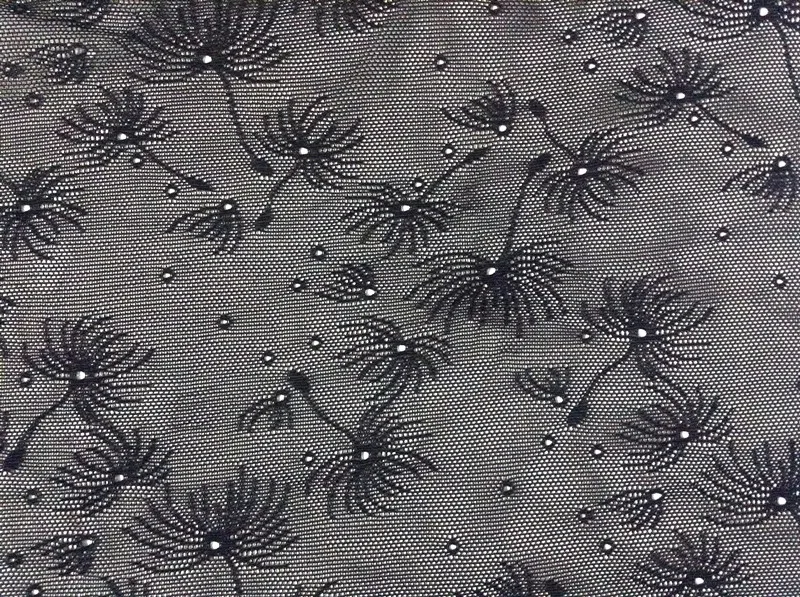 

145cm wide 80GSM high quality thin dandelion flower motif elastic lace fabric,XERY-CH139