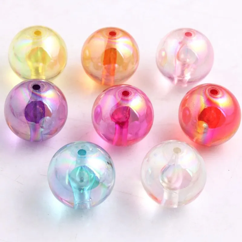 

OYKZA Chunky Acrylic Transparent Clear AB Round Beads for Kids Bubble Jewelry Necklace 10mm 12mm 16mm 20mm