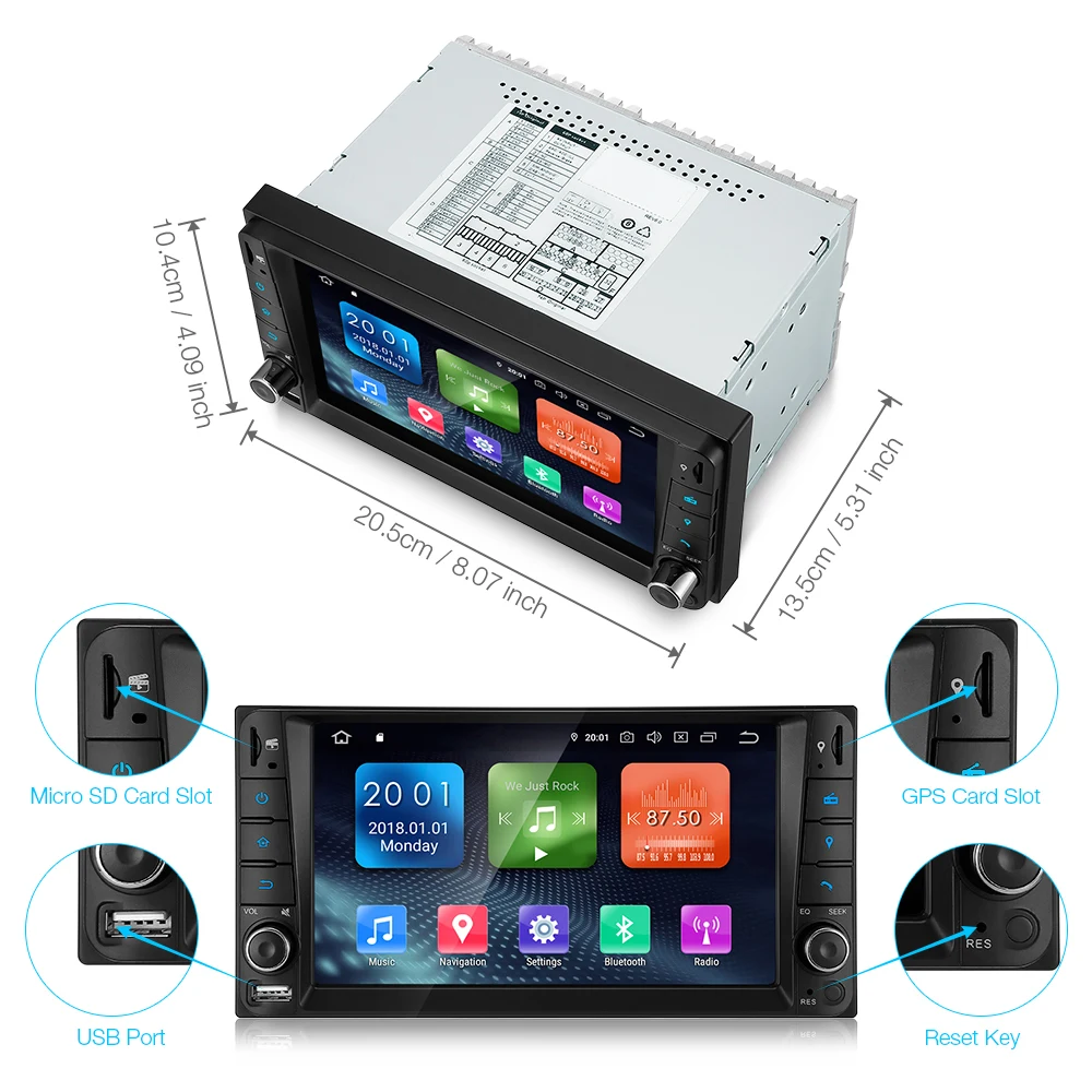 Cheap Android 9.0 Car Multimedia Player for Toyota 2din GPS Car Video Player 4G WiFi Bluetooth Stereo Audio AM FM Auto Radio OBD DSP 8