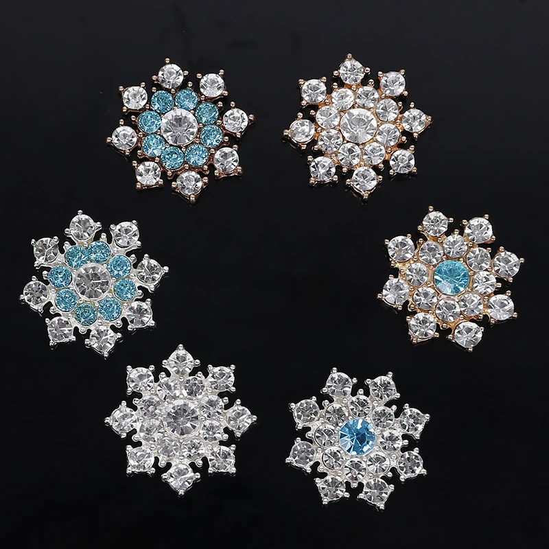 

2016New 100Pcs Christmas Snowflake Rhinestone Buttons/Buckle Embellishment button DIY Hair accessories HZ80