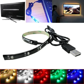 

USB Power 5V 3528 RGB LED Strip 12 Led 30cm Waterproof HDTV TV Background Bias Lighting Home Decor LED Strip Light