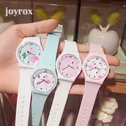 Новые силиконовые конфеты желе цвет студент часы обувь для девочек часы Мода часы Flamingo детские наручные мультфильм дети кварцевые часы