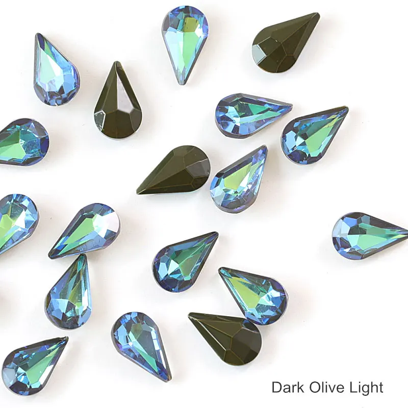 Dark Olive Light 50 шт. K9 кристалл мокко флуоресцентные стразы высокого качества стеклянные стразы капельки Pointback стразы для одежды B3710 - Цвет: Dark Olive Light