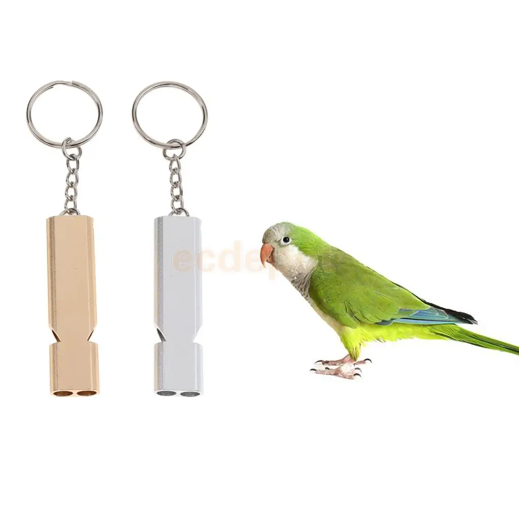 2Pcs Outdoor Double Tube Emergency Survival Whistles for BIrd Parrot Dog Pet Training ( Random Color )