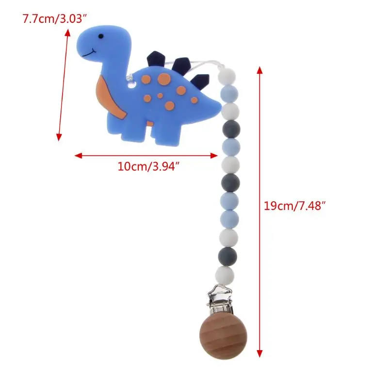 Силиконовый прорезывающий сосок зажимы с динозавром силиконовые прорезыватель соски цепи для ребенка игрушки-Жвачки