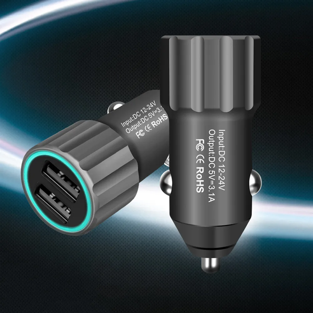 

3.1A Double USB Charging Two Point Breathing Lamp To Protect Automobile Charger Accesorios de coche #YL5