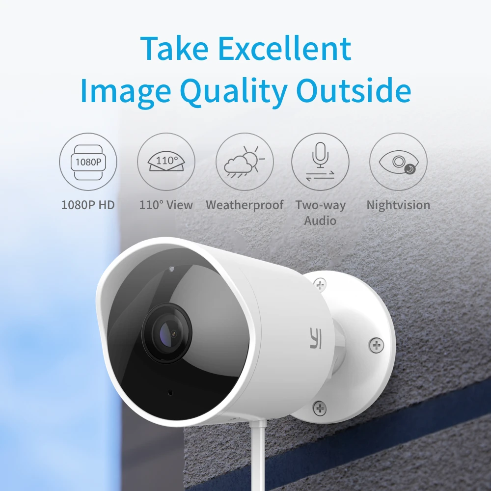  YI Wifi Outdoor Camera 2.4G Wireless Security IP Cam Resolution Waterproof Motion Detection Securit