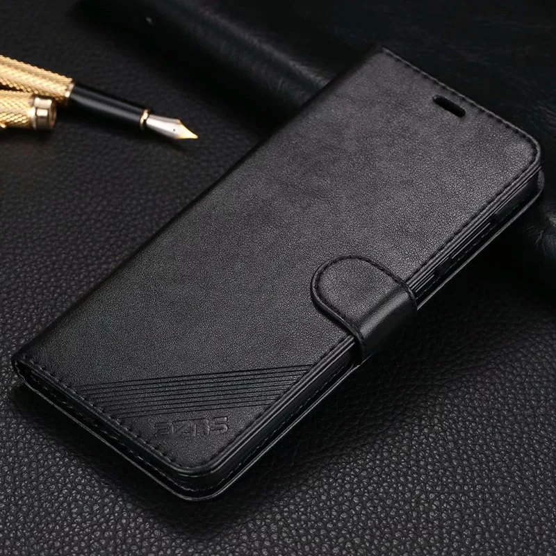 Чехлы для Xiaomi Redmi 7A чехол, роскошный флип-бумажник кошелек магнитные винтажные мешки кожаные для телефона для Redmi 7A с подставкой и карманами для карт - Цвет: Black