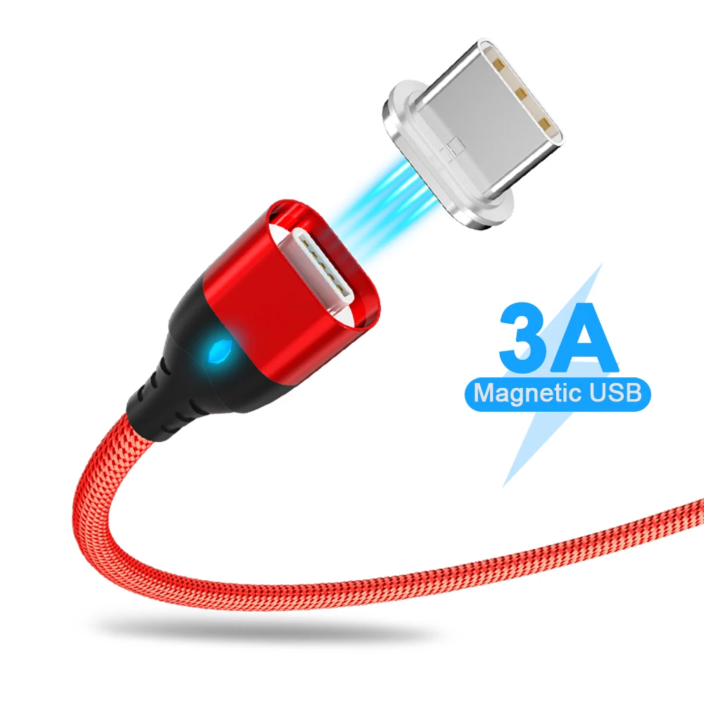 USB نوع C كابل 1 m 2 m النايلون المغناطيسي مايكرو سلك 3A سريع شحن نوع-C البيانات الحبل ل سامسونج Xiaomi هواوي الهاتف المحمول Kable