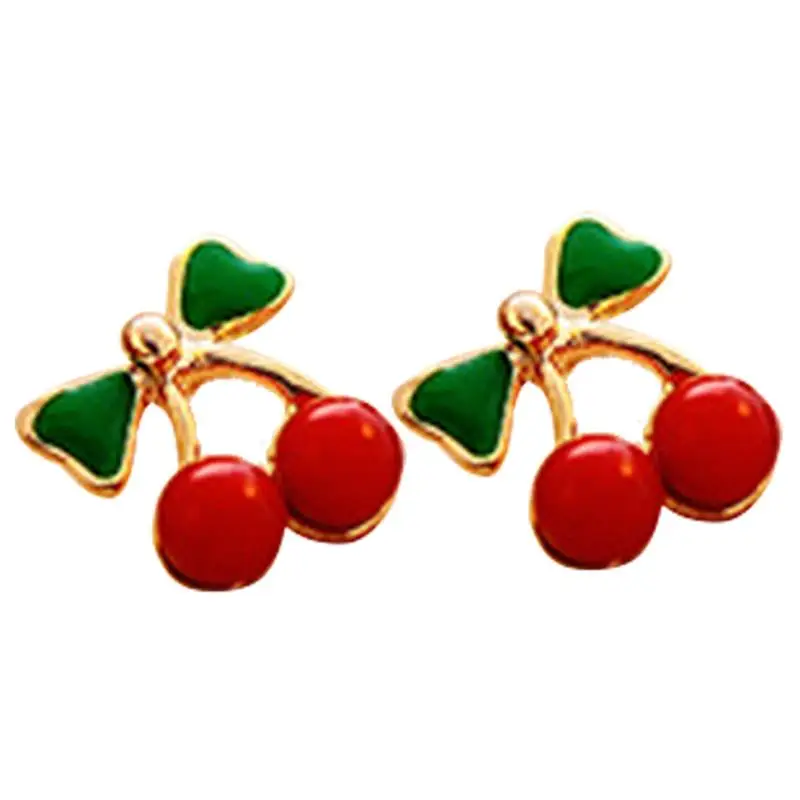 Stud Earring Fashionable Bright Color Cherry Pendant Charm Earrings