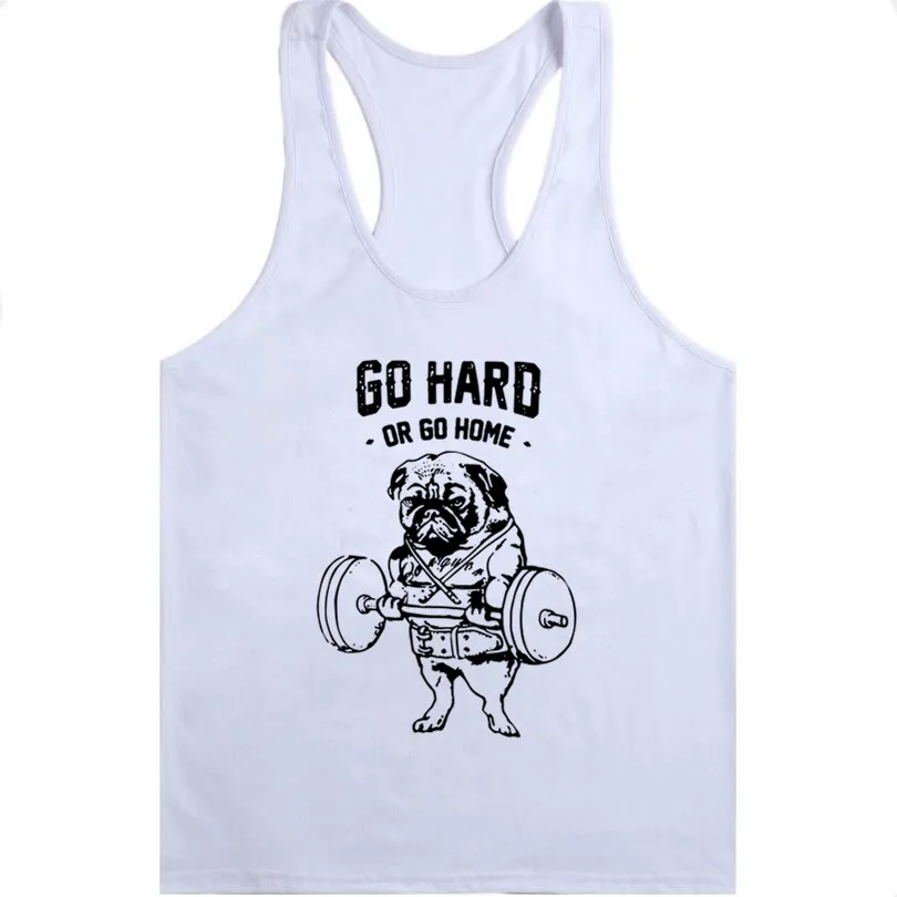 

Go Hard or Go Home Men tank tops Frenchie printed men Vest Pug Squat fashion male singlets Do You Even Lift tank tops