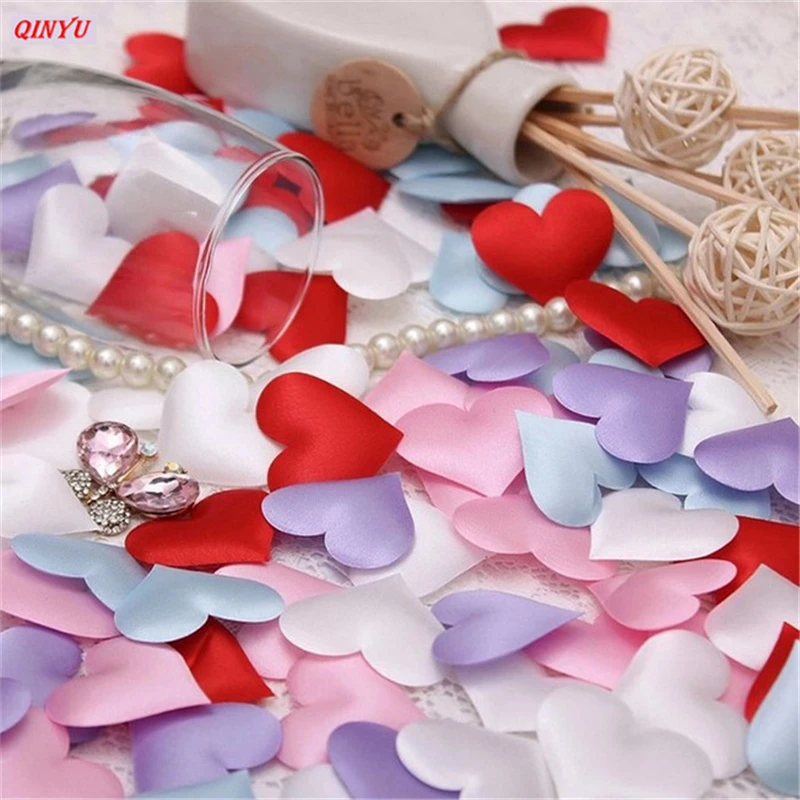 

500Pcs/lot Sponge Petals Heart Shaped Sponge Satin Fabric Table Bed Heart Petals Wedding Confetti Wedding Valentine Decoration8Z