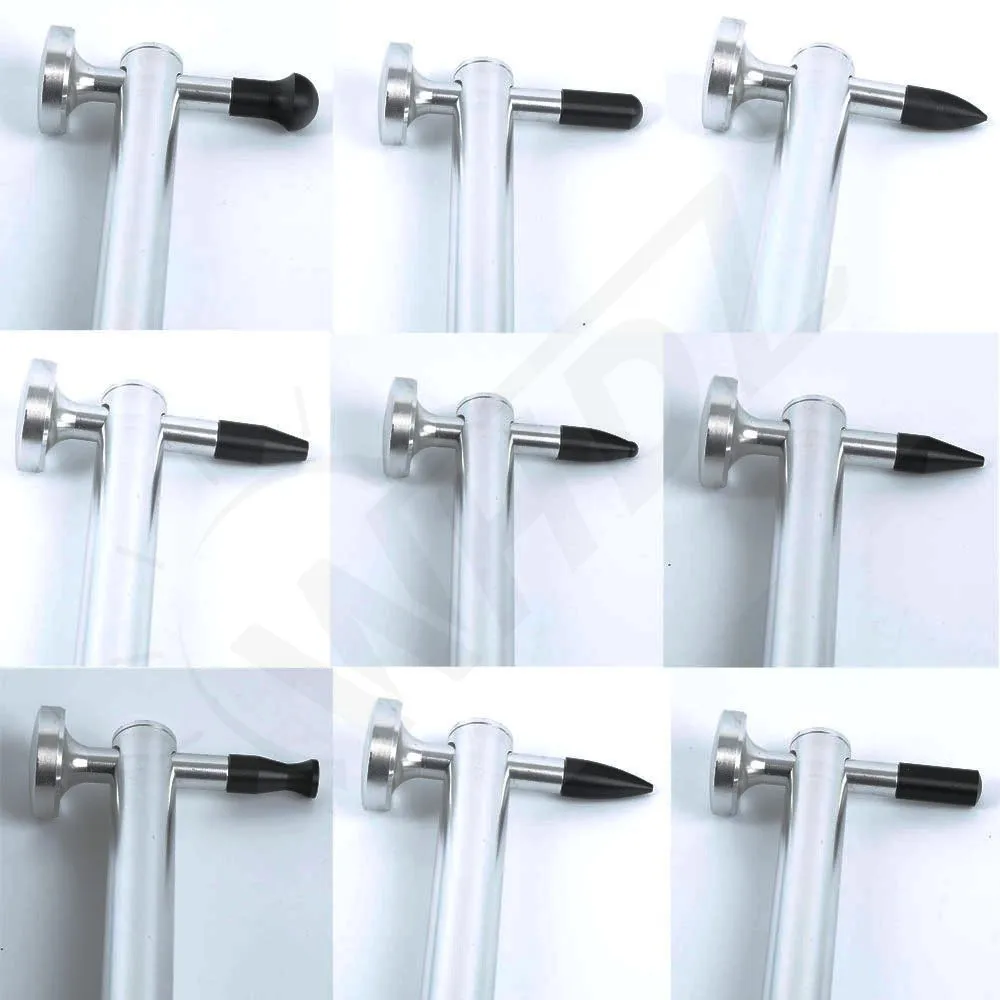 PDR Tap Down Tool Aluminum Dent Hail Hammer 9 heads Tap down Pen With Screw-on Plastic Tip For Car Repair Tool (4)