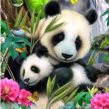 

Full 5D Diy Daimond "Panda Family"3D Diamond Rhinestones Painting Embroidery Square/round Handcraft