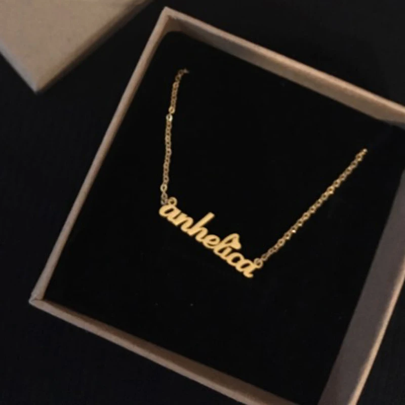 

Romantic Gift Personalized Name Choker Gold Color Handwriting Signature Customized Necklace Handmade Birthday Gift