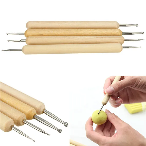 

4PCS Polymer Clay Tools Handmade Ball Stylus Pottery Ceramics Clay Sculpting Modeling Tool Double Headed Modelling Ball Tools