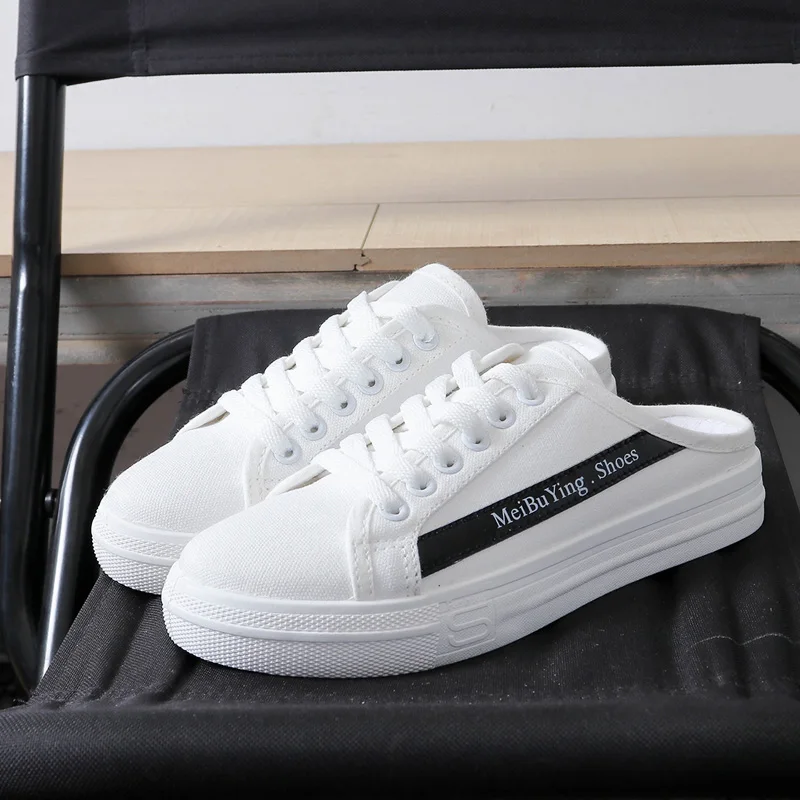 

Fires Women Casual Shoes Half-slipper Conven Vulcanized Shoes Lace-up Canvas Comfortable Ladies Shoes Non-slip Outdoor Shoes