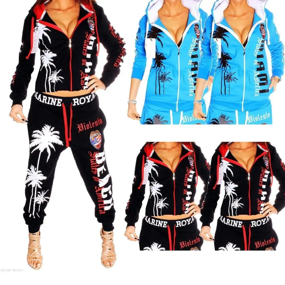 

ZOGAA 2019 New fashion Women's Sets Fashion 2 Parts Hooded Sweatshirt + pants Graphic Printing Zip Up Hoodies Women's Clothing