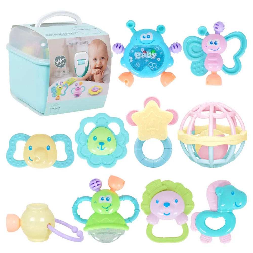 

Kids Teething Toys Set Educational Crib Baby Teether Toy Bell Rattle Toy Set