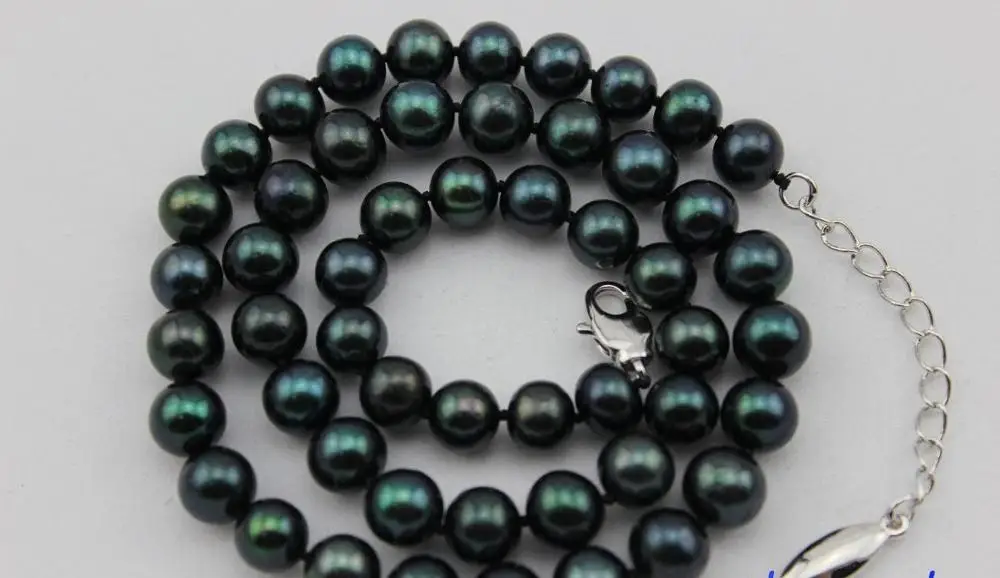 

fresh water pearl necklace 8-9mm black 17.5 Lengthening chain2