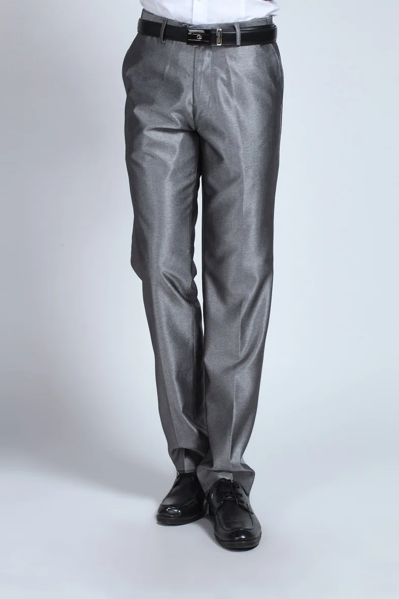 Men Business Formal Suit Pants Wedding Groom Bestman Shiny Silver Pants Mens  Party Prom Trousers Plata