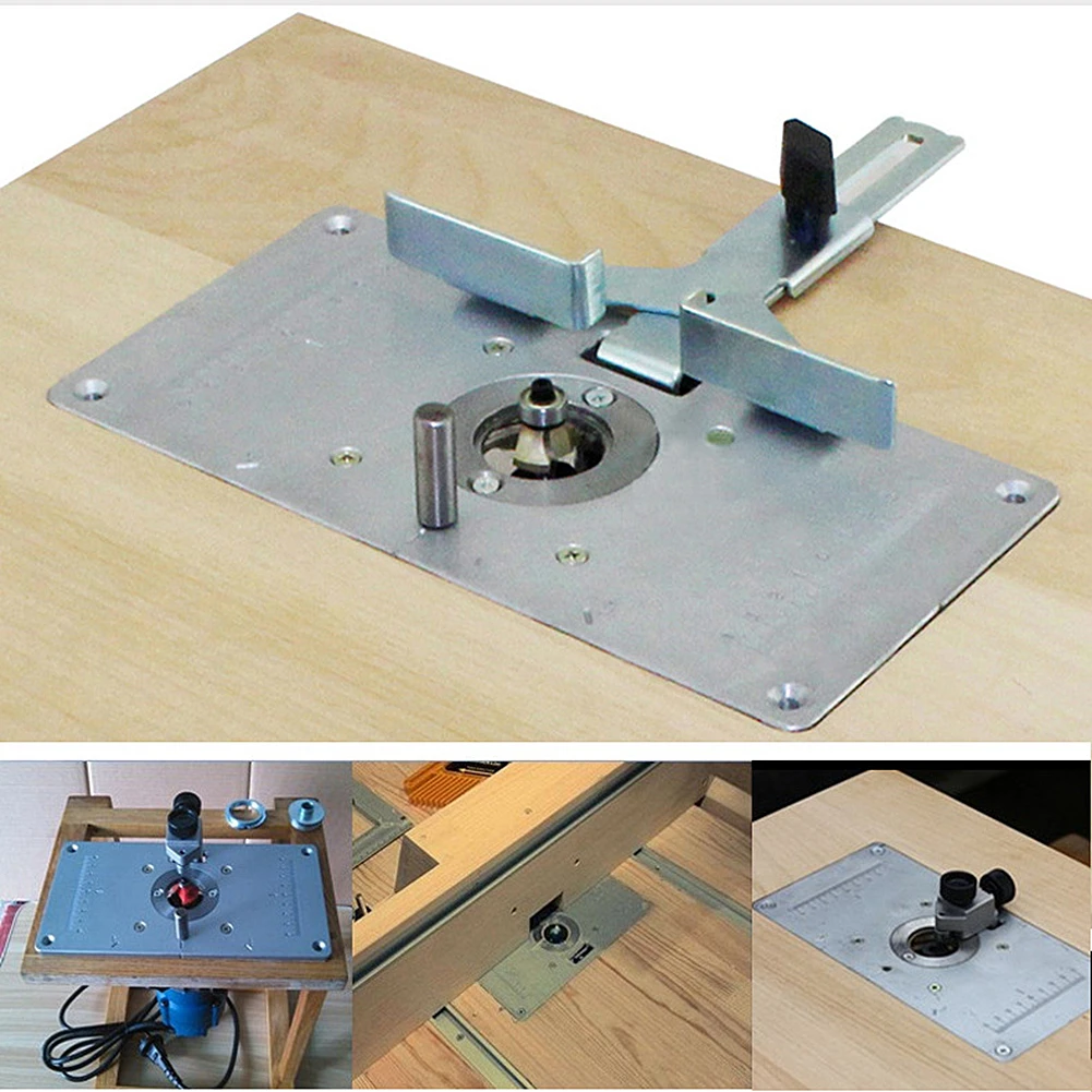 Leepesx Multifunctional Router Table Insert Plate Woodworking Benches Aluminium Wood Router Trimmer Models Engraving Machine with 4 Rings Tools