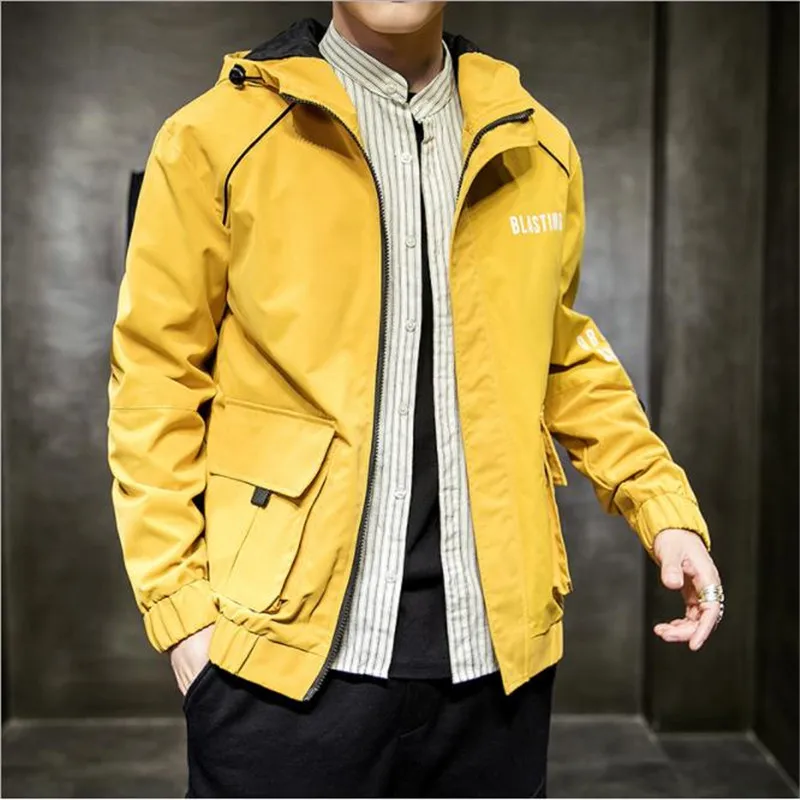 Куртка в стиле хип-хоп, ветровка для мужчин, Япония, Харадзюку, несколько карманов, куртка, пальто, Ретро стиль, повседневная спортивная куртка, уличная осенняя