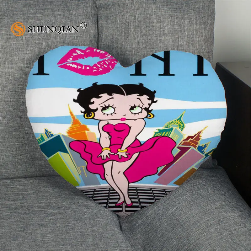 Betty Boop горячая Распродажа наволочка в форме сердца на заказ Наволочка на молнии для свадьбы для дома или офиса, декоративные, размер 41x36 см, 47x42 см - Цвет: 18