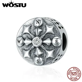 

WOSTU Authentic 100% 925 Sterling Silver Compass Arrow Geometric Charm Beads fit Charm Bracelets Women DIY jewelry FIC278
