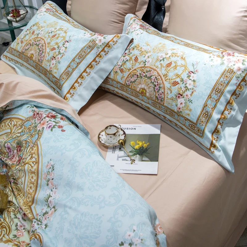 Waliicorners 60S Egyptian Cotton Royal Luxury Bedding set King Queen Size boho Bed set Duvet Cover Bedsheet set parrure de lit 25 3
