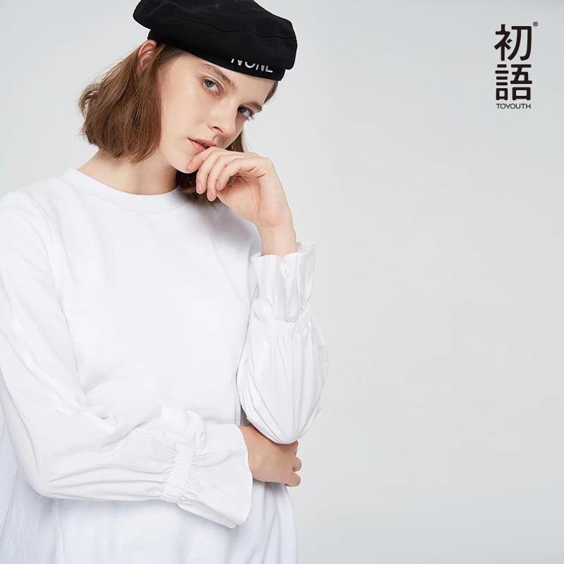 

Toyouth New Black And White Hoodies Women Autumn Solid O-Neck Casual Sweatshirt Oversized Hoodie Female Pullovers Sudadera Mujer