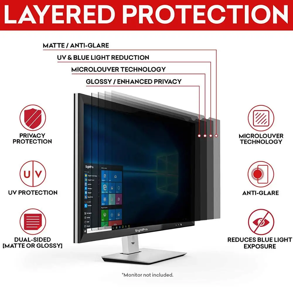 Computer Privacy Screen Filter for Widescreen Computer Monitor Anti-Scratch Protector Film 16:9 Aspect Ratio We Offer 2 Different 19.5 Filter Sizes Anti-Glare 19.5 Inch