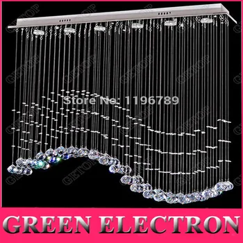 

Modern Crystal Chandelier Hanging Wire Crystal Lamps LED Wave Crystal Light Bar Restaurant Living Room Lights Aisle Lamp