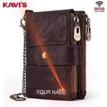 Kavis Echt Leer Gratis Graveren Rfid Portemonnee Mannen Crazy Horse Portefeuilles Portemonnee Korte Mannelijke Geldzak Mini Walet Kwaliteit(China)