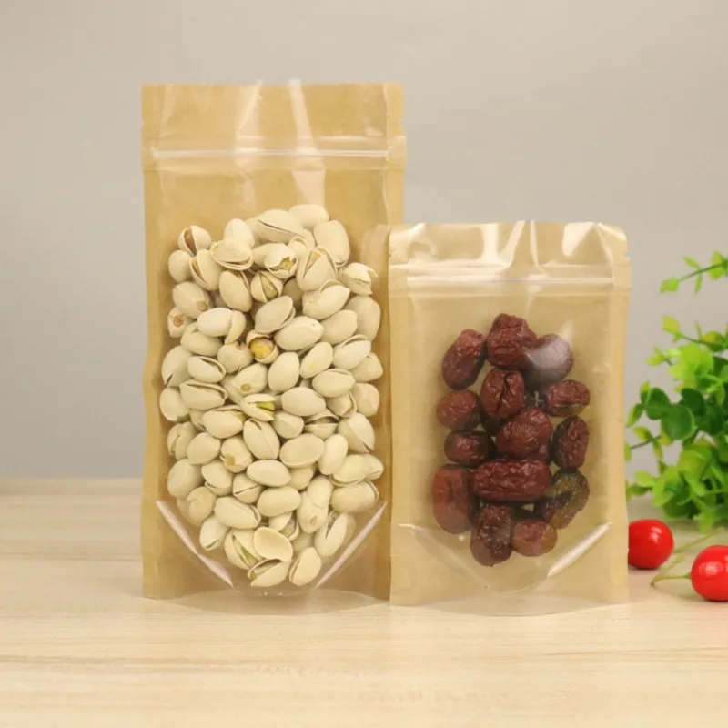Aliexpress.com : Buy 100pcs Clear Front Kraft Paper Bags ...