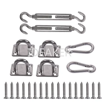 

6 Inch 304 Stainless Steel Sunrise Installation Complete Hardware Kit for Sun Shade Sail Super Heavy Duty with Screws