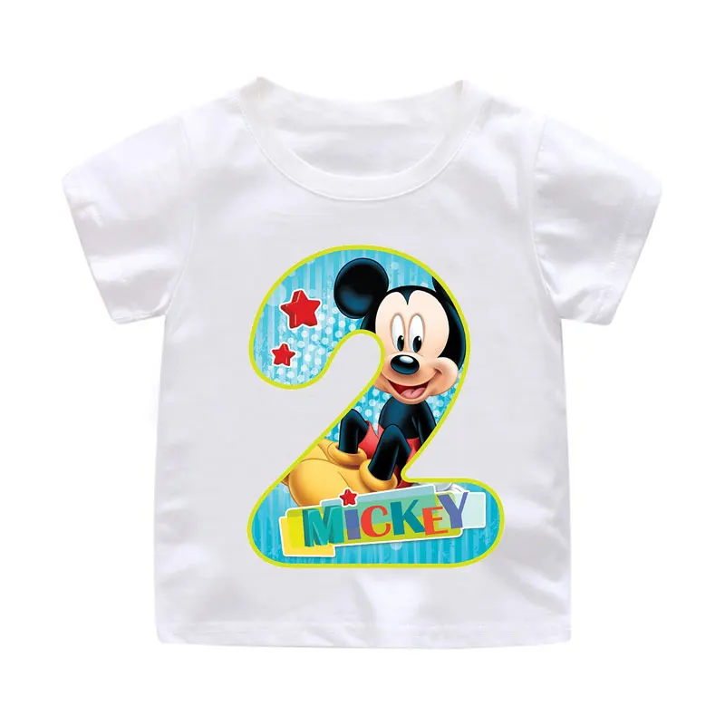 ZSIIBO Birthday T-shirt Boy Girl Letter Cartoon Mouse Print Summer short sleeve O-neck Tees Children clothing Kids tops CX6L102 - Цвет: Bai02