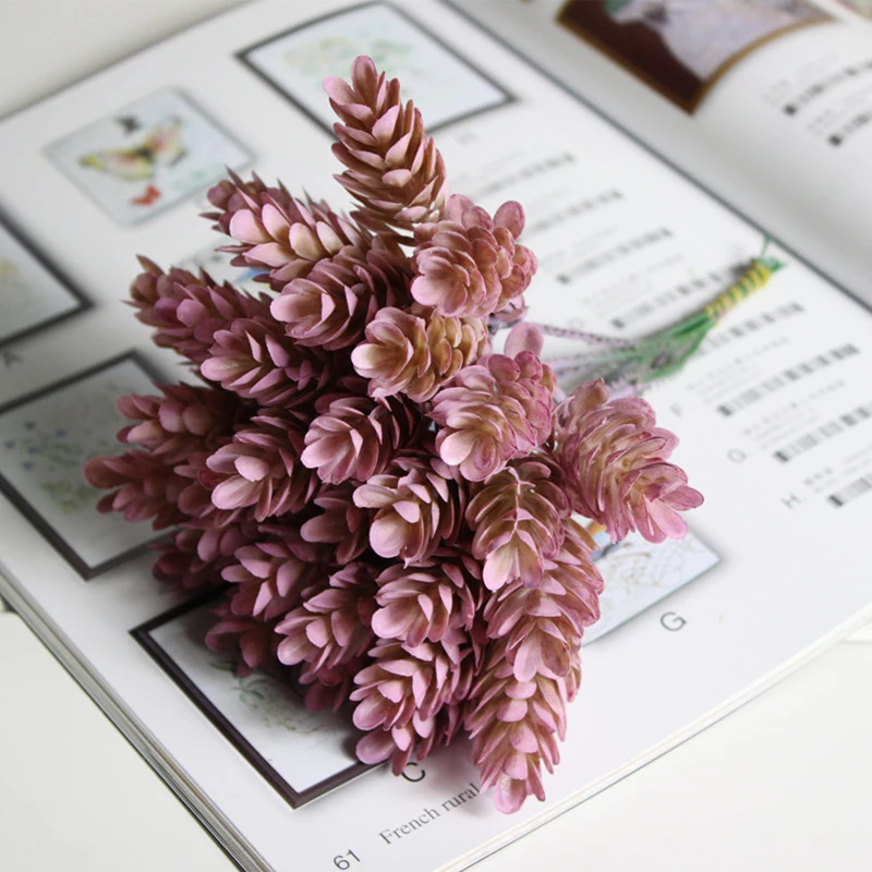 30 головок 1 комплект имитация зеленого растения искусственный цветок из пластика для самостоятельного украшения домашнего стола Свадебный искусственный цветок P20 - Цвет: 3