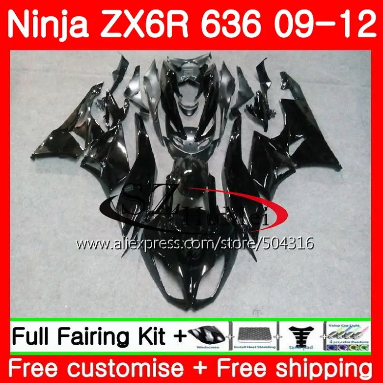 

Bodys For KAWASAKI NINJA ZX636 ZX-6R ZX-636 600CC Factory black 7SH9 ZX6R 09 10 11 12 ZX 636 ZX 6R 2009 2010 2011 2012 Fairings
