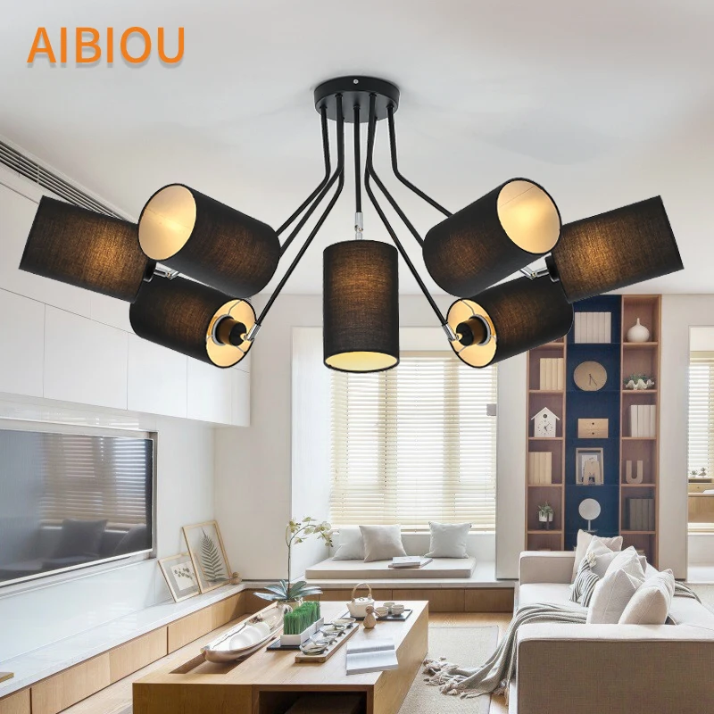 

AIBIOU Romantic LED Chandelier For Living Room Indoor Modern Cloth Ceiling Mounted Chandeliers With Cloth Lampshades